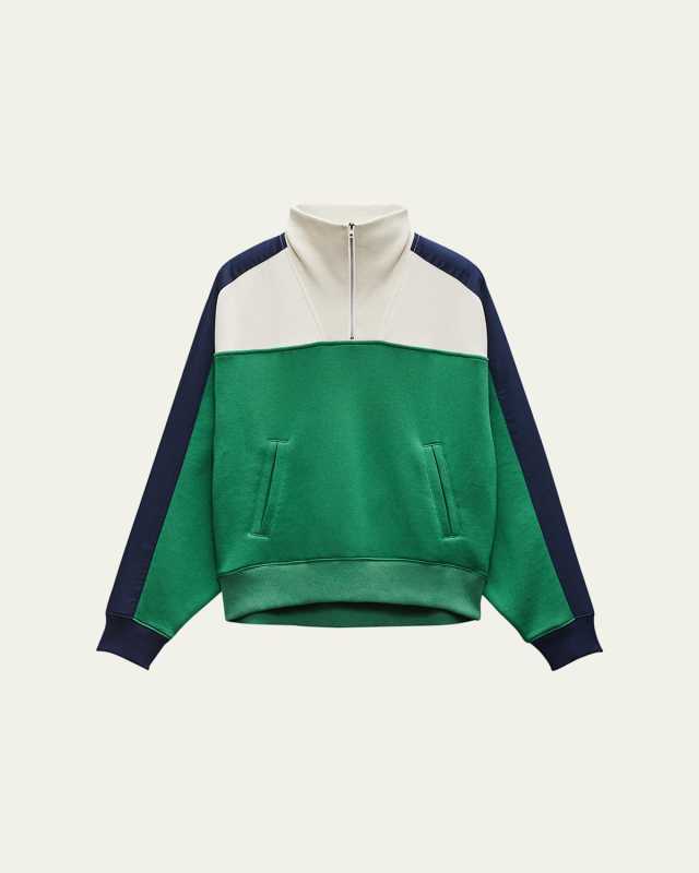 Vintage Color Block Half-Zip Jacket